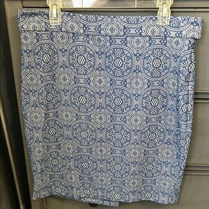 The Limited Blue and White Patterned Pencil Skirt